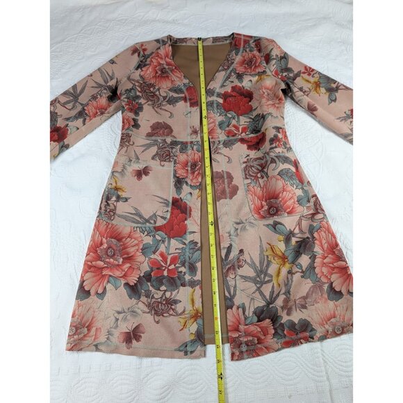 Solitaire Anthropologie Jacket Cardigan XS Faux Suede Floral Open Front Boho - Picture 8 of 14